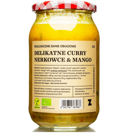CURRY DELIKATNE Z ORZECHAMI NERKOWCA I MANGO BIO 900 ml - ZAKWASOWNIA
