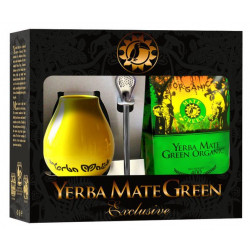 ZESTAW YERBA MATE BIO 400 g, MATERO (LOSOWY WZÓR), BOMBILLA - ORGANIC MATE GREEN