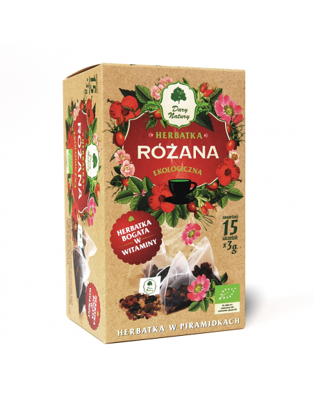 HERBATKA RÓŻANA PIRAMIDKI BIO (15 x 3 g) 45 g - DARY NATURY