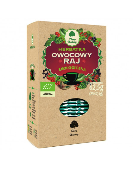 HERBATKA OWOCOWY RAJ BIO (25 x 2,5 g) 62,5 g - DARY NATURY