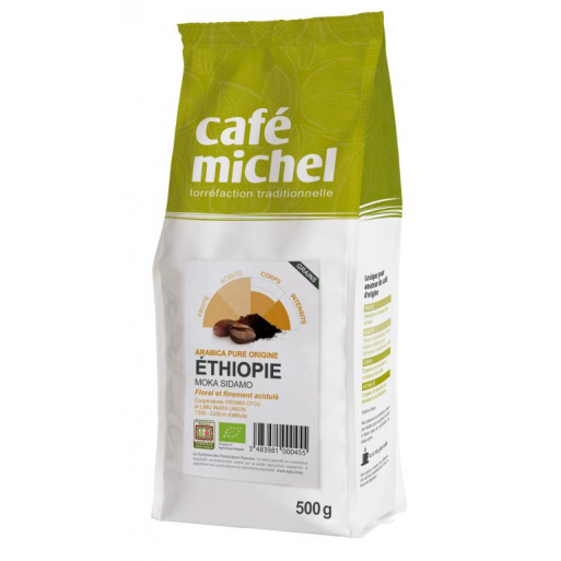 KAWA ZIARNISTA ARABICA 100 % SIDAMO ETIOPIA FAIR TRADE BIO 500 g - CAFE MICHEL