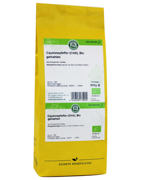 CHILI (PIEPRZ CAYENNE) BIO 500 g - HORECA (LEBENSBAUM)