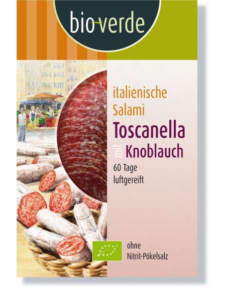 SALAMI TOSCANELLA Z CZOSNKIEM PLASTRY BIO 80 g - BIO VERDE