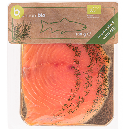 ŁOSOŚ ATLANTYCKI PLASTRY MARYNOWANE Z KOPREM BIO 100 g - BETTER FISH (B SALMON)
