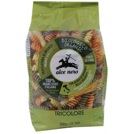 MAKARON (SEMOLINOWY TRÓJKOLOROWY) FUSILLI BIO 500 g - ALCE NERO