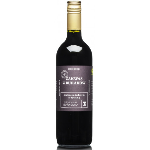 ZAKWAS Z BURAKÓW Z SELEREM, IMBIREM I CYTRYNĄ BEZGLUTENOWY BIO 700 ml - ZAKWASOWNIA