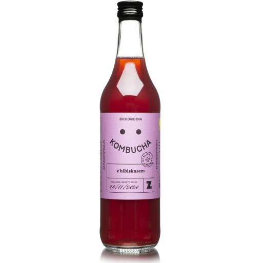 KOMBUCHA Z HIBISKUSEM BEZGLUTENOWA BIO 500 ml - ZAKWASOWNIA