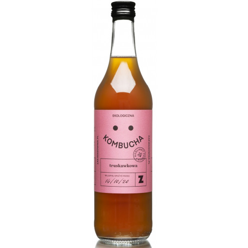 KOMBUCHA TRUSKAWKOWA BEZGLUTENOWA BIO 500 ml - ZAKWASOWNIA