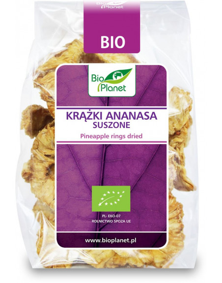 KRĄŻKI ANANASA SUSZONE BIO 100 g - BIO PLANET