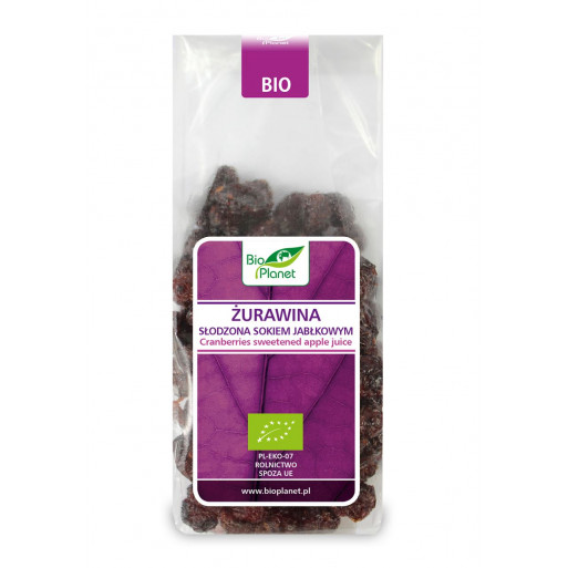 ŻURAWINA SŁODZONA SOKIEM JABŁKOWYM BIO 100 g - BIO PLANET ŻURAWINA SŁODZONA SOKIEM JABŁKOWYM BIO 100 g - BIO PLANET