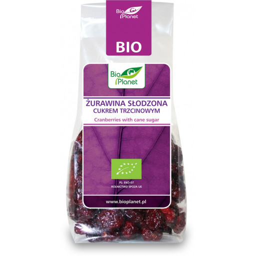 ŻURAWINA SŁODZONA CUKREM TRZCINOWYM BIO 100 g - BIO PLANET