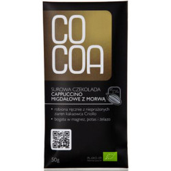 CZEKOLADA SUROWA CAPPUCCINO MIGDAŁOWE Z MORWĄ BIO 50 g - COCOA