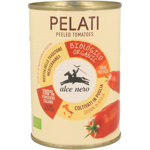 POMIDORY PELATI BEZ SKÓRY W PUSZCE BIO 400 g - ALCE NERO