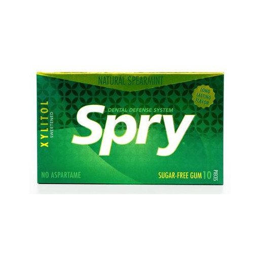 GUMA DO ŻUCIA Z KSYLITOLEM O SMAKU MIĘTY KĘDZIERZAWEJ BEZGLUTENOWA 10 SZTUK (12 g) - SPRY