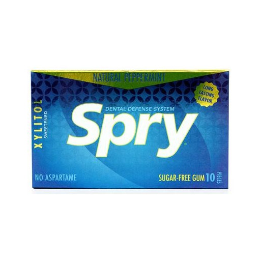 GUMA DO ŻUCIA Z KSYLITOLEM O SMAKU MIĘTY PIEPRZOWEJ BEZGLUTENOWA 10 SZTUK (12 g) - SPRY