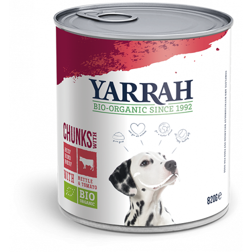 (DLA PSA) KARMA Z WOŁOWINĄ, POKRZYWĄ I POMIDOREM BIO 820 g - YARRAH