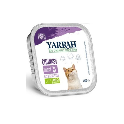 (DLA KOTA) KAWAŁKI KURCZAKA I INDYKA Z ALOESEM BIO 100 g - YARRAH