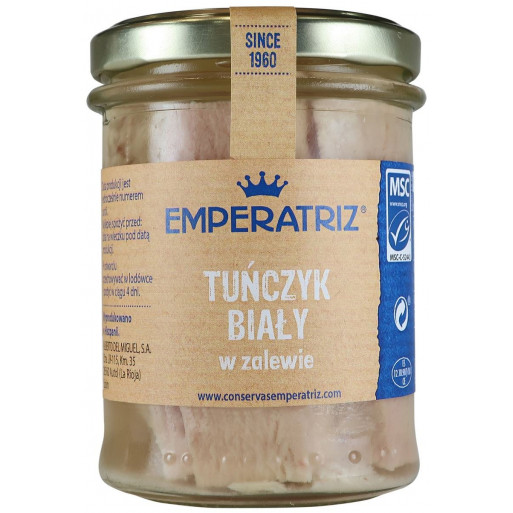 TUŃCZYK BIAŁY FILETY W ZALEWIE 200 g (140 g) (SŁOIK) - EMPERATRIZ
