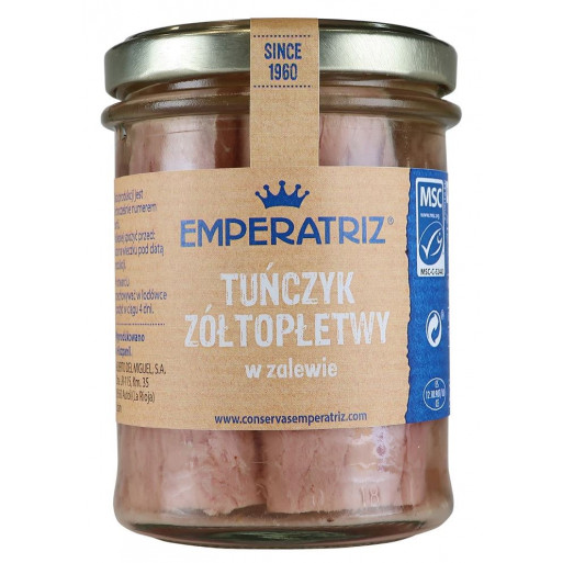 TUŃCZYK ŻÓŁTOPŁETWY FILETY W ZALEWIE 200 g (140 g) (SŁOIK) - EMPERATRIZ