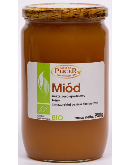 MIÓD NEKTAROWO - SPADZIOWY LEŚNY BIO 950 g - PASIEKA PUCER