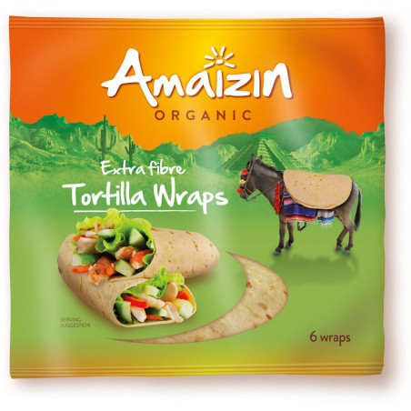 TORTILLA WRAPS Z OTRĘBAMI (ŹRÓDŁO BŁONNIKA POKARMOWEGO) BIO 240 g - AMAIZIN