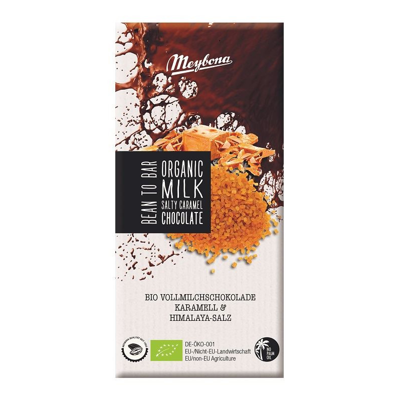CZEKOLADA MLECZNA Z KAWAŁKAMI KARMELU I SOLĄ Z PAKISTANU BIO 100 g - MEYBONA