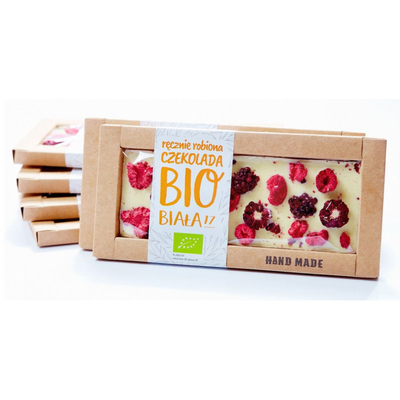 CZEKOLADA BIAŁA Z MALINAMI I JEŻYNAMI BIO 53 g - CUKIERNIA STAROPOLSKA