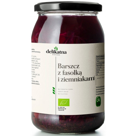 ZUPA BARSZCZ UKRAIŃSKI Z FASOLKĄ I ZIEMNIAKAMI BIO 900 ml - DELIKATNA