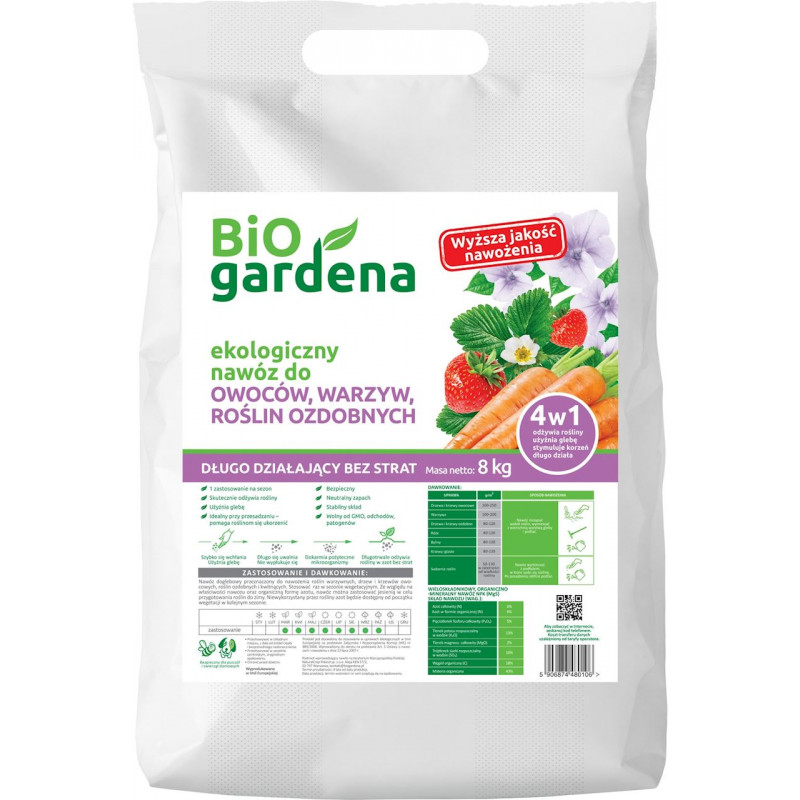 NAWÓZ DO OWOCÓW, WARZYW, ROŚLIN OZDOBNYCH ECO 8 kg - BIO GARDENA