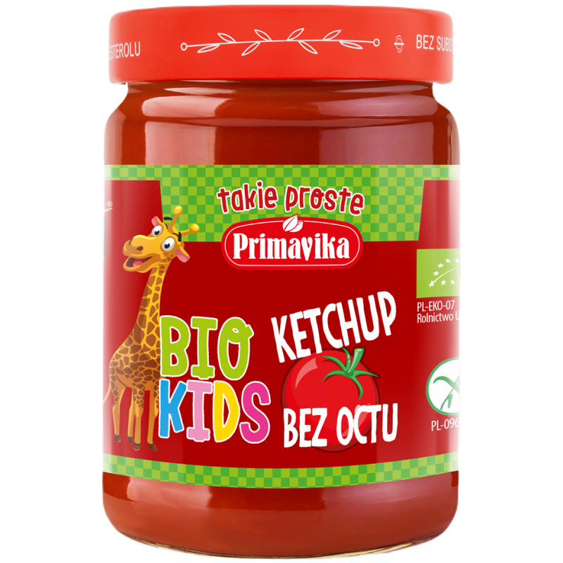 KETCHUP BEZ OCTU BEZGLUTENOWY DLA DZIECI BIO 315 g - PRIMAECO