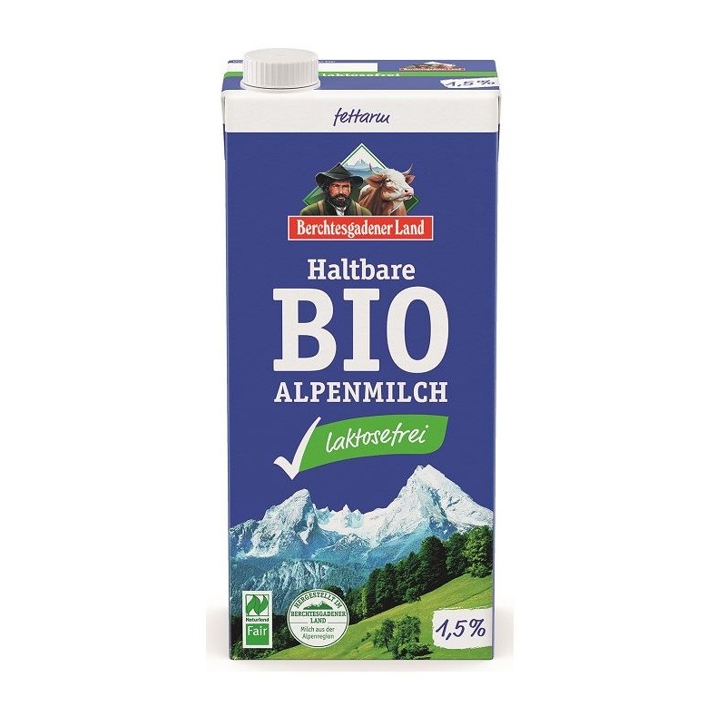 MLEKO UHT O OBNIŻONEJ ZAWARTOŚCI LAKTOZY (min. 1,5 % TŁUSZCZU) BIO 1 L - BERCHTESGADENER LAND