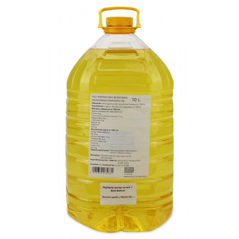 OLEJ RZEPAKOWY BEZWONNY BIO 10 L - HORECA