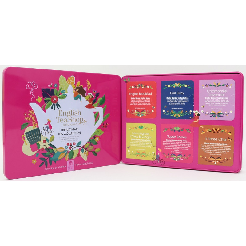 ZESTAW HERBAT I HERBATEK CODZIENNYCH BIO W PUSZCE (THE ULTIMATE – 6 SMAKÓW) (36 x 1,91 g) 69 g - ENGLISH TEA SHOP ORGANIC