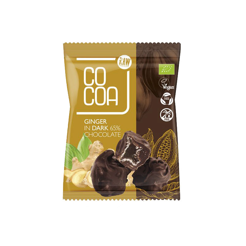 IMBIR W CIEMNEJ CZEKOLADZIE 65% BIO 70 g - COCOA