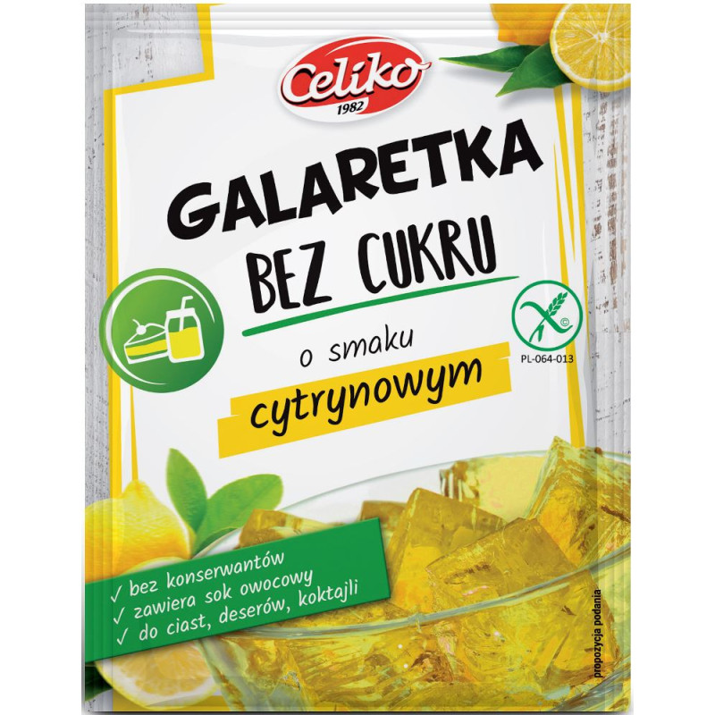 GALARETKA O SMAKU CYTRYNOWYM BEZ DODATKU CUKRU BEZGLUTENOWA 14 g - CELIKO