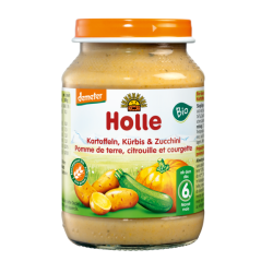 OBIADEK DYNIA - CUKINIA - ZIEMNIAK BEZ DODATKU CUKRÓW BEZGLUTENOWY PO 6 MIESIĄCU DEMETER BIO 190 g (SŁOIK) - HOLLE