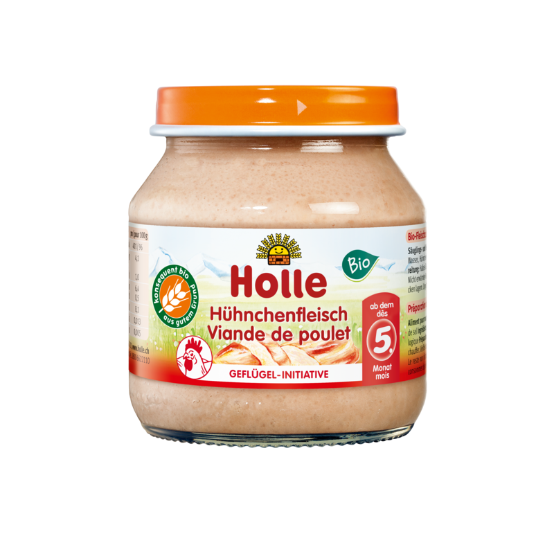 OBIADEK MIĘSNY KURCZAK BEZ DODATKU CUKRÓW BEZGLUTENOWY PO 5 MIESIĄCU BIO 125 g (SŁOIK) - HOLLE