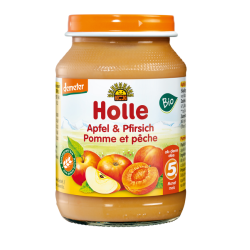 DESEREK JABŁKO - BRZOSKWINIA BEZGLUTENOWY PO 5 MIESIĄCU DEMETER BIO 190 g (SŁOIK) - HOLLE