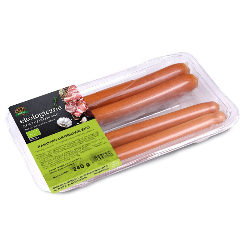 PARÓWKI DROBIOWE BIO 240 g (4 sztuki) - WASĄG (Z PÓŁKI)