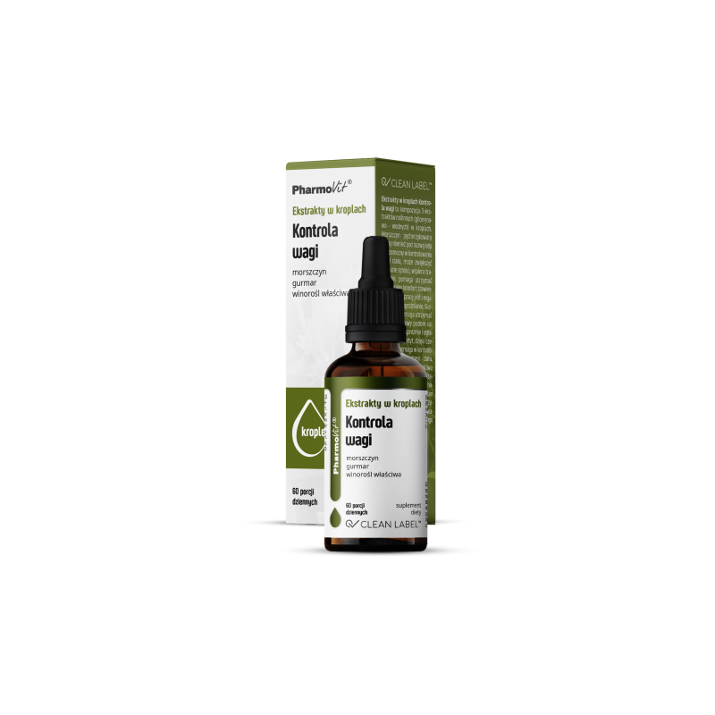 EKSTRAKTY W KROPLACH NA KONTROLĘ WAGI BEZGLUTENOWE 30 ml - PHARMOVIT (CLEAN LABEL)