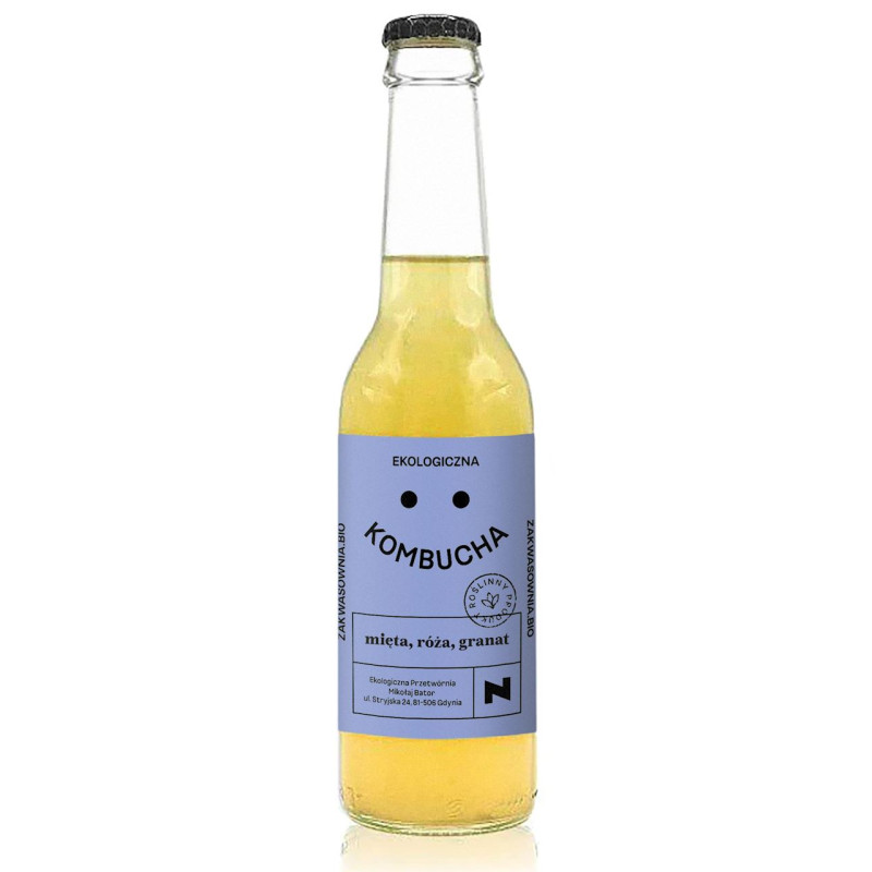 KOMBUCHA MIĘTA - RÓŻA - GRANAT BIO 270 ml - ZAKWASOWNIA