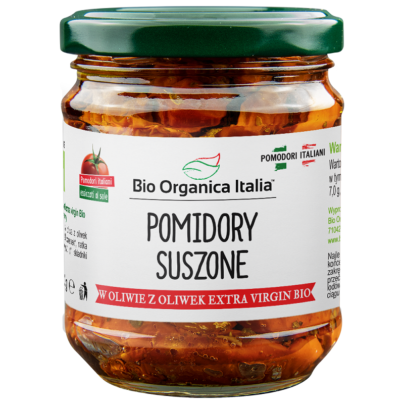 POMIDORY SUSZONE W OLIWIE Z OLIWEK EXTRA VIRGIN BIO 190 g (SŁOIK) - BIO ORGANICA ITALIA