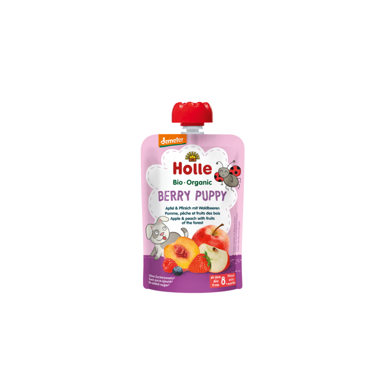 MUS W TUBCE JABŁKO - BRZOSKWINIA - OWOCE LEŚNE BEZ DODATKU CUKRÓW OD 8 MIESIĄCA DEMETER BIO 100 g - HOLLE