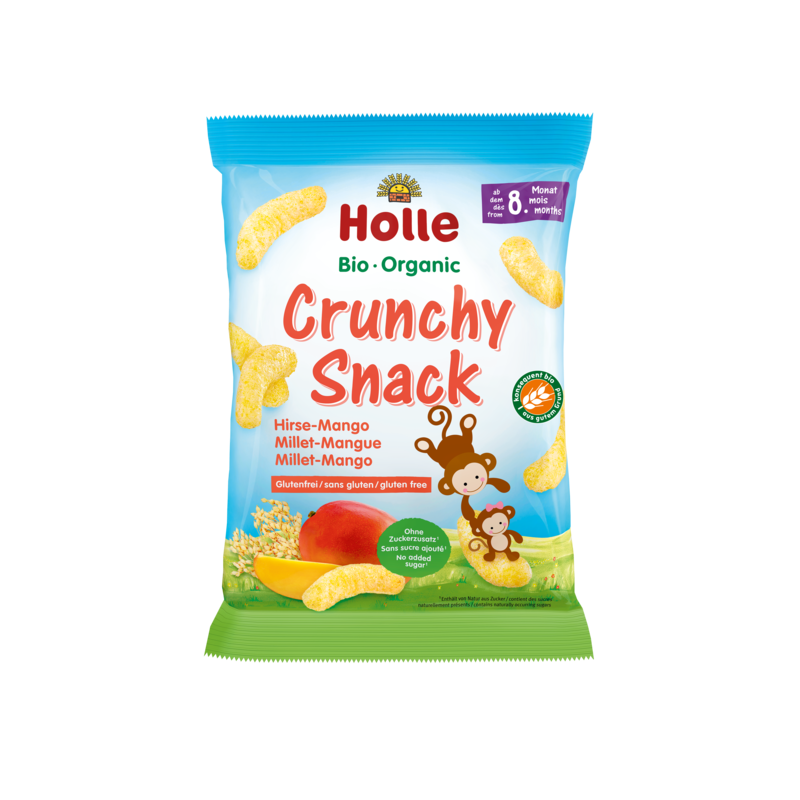 CHRUPKI JAGLANE O SMAKU MANGO BEZ DODATKU CUKRÓW BEZGLUTENOWE OD 8 MIESIĄCA BIO 25 g - HOLLE