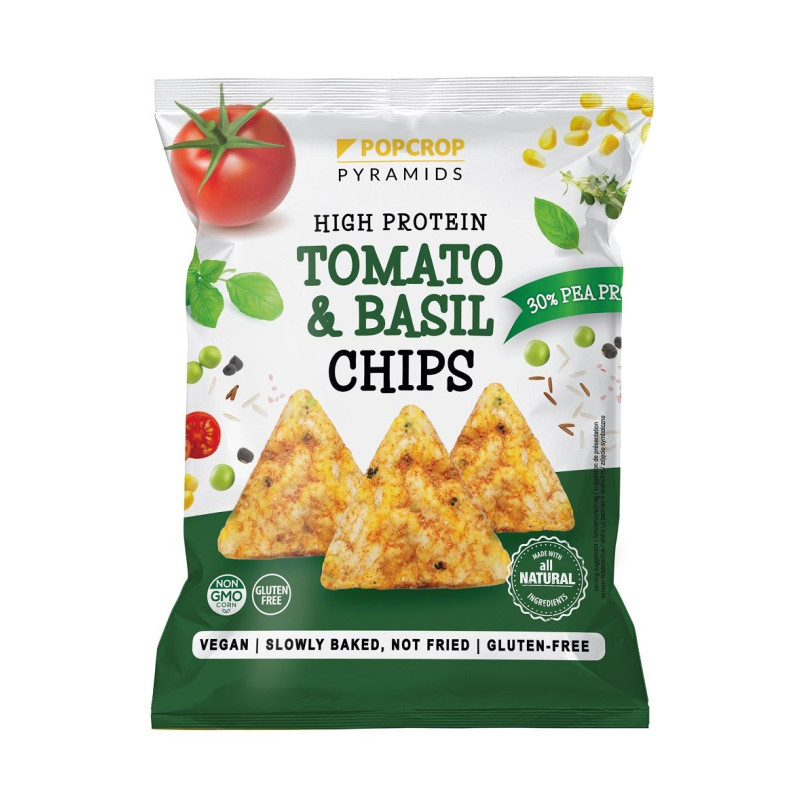 CHRUPKI PIRAMIDKI PROTEINOWE O SMAKU POMIDORA Z BAZYLIĄ 60 g - POPCROP
