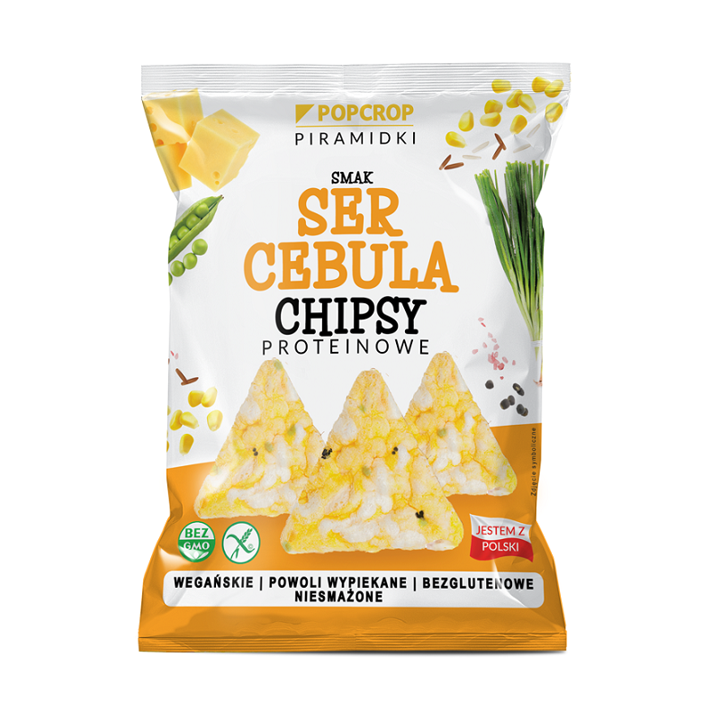 CHRUPKI PIRAMIDKI PROTEINOWE O SMAKU SERA I CEBULI 60 g - POPCROP