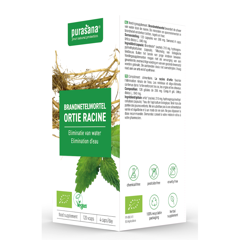 POKRZYWA KORZEŃ BIO 120 KAPSUŁEK (210 mg) - PURASANA