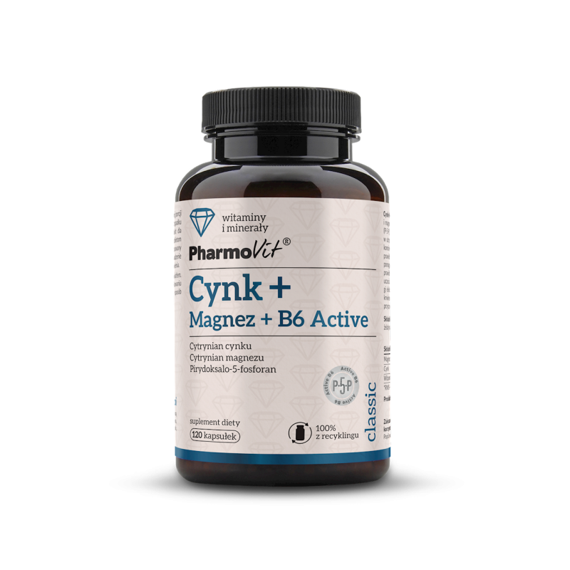 CYNK + MAGNEZ + WITAMINA B6 ACTIVE 120 KAPSUŁEK 83,38 g - PHARMOVIT (CLASSIC)