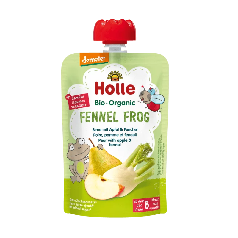 MUS W TUBCE KOPERKOWA ŻABA (GRUSZKA - JABŁKO - KOPER WŁOSKI) BEZ DODATKU CUKRÓW OD 6 MIESIĄCA DEMETER BIO 100 g - HOLLE