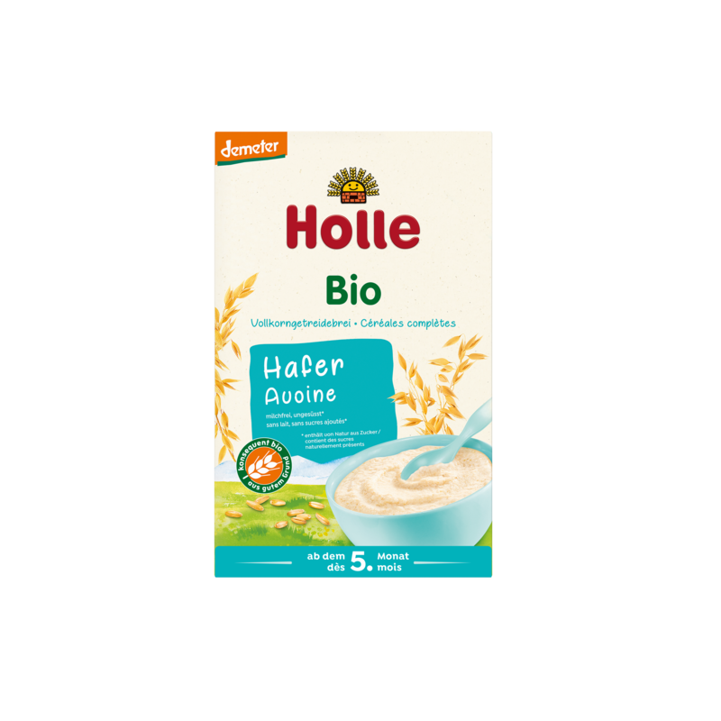 KASZKA OWSIANA PEŁNOZIARNISTA BEZ DODATKU CUKRÓW OD 5 MIESIĄCA DEMETER BIO 250 g - HOLLE